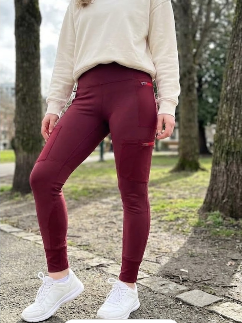 Free People Women's Burgundy High-Waist Cargo Leggings